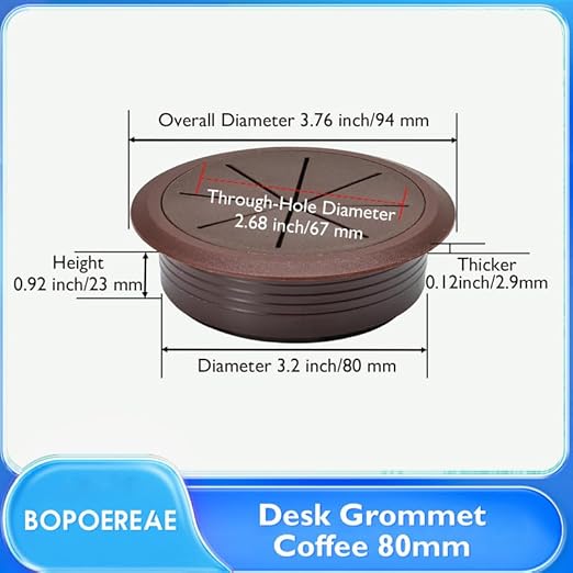 BOPOREAE 2 Pcs Desk Grommet 3-1/8" (80mm), Desk Hole Cover for Cables