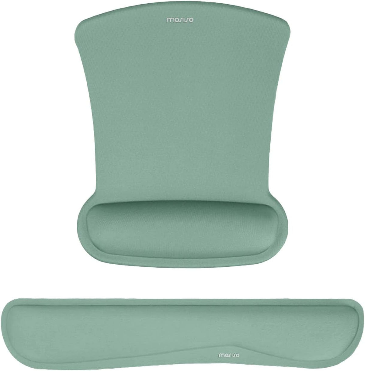 MOSISO Wrist Rest Support for Mouse Pad & Keyboard Set, Ergonomic Mousepad Non-Slip Base Home/Office Pain Relief & Easy Typing Cushion with Neoprene Cloth & Raised Memory Foam, Emerald Green
