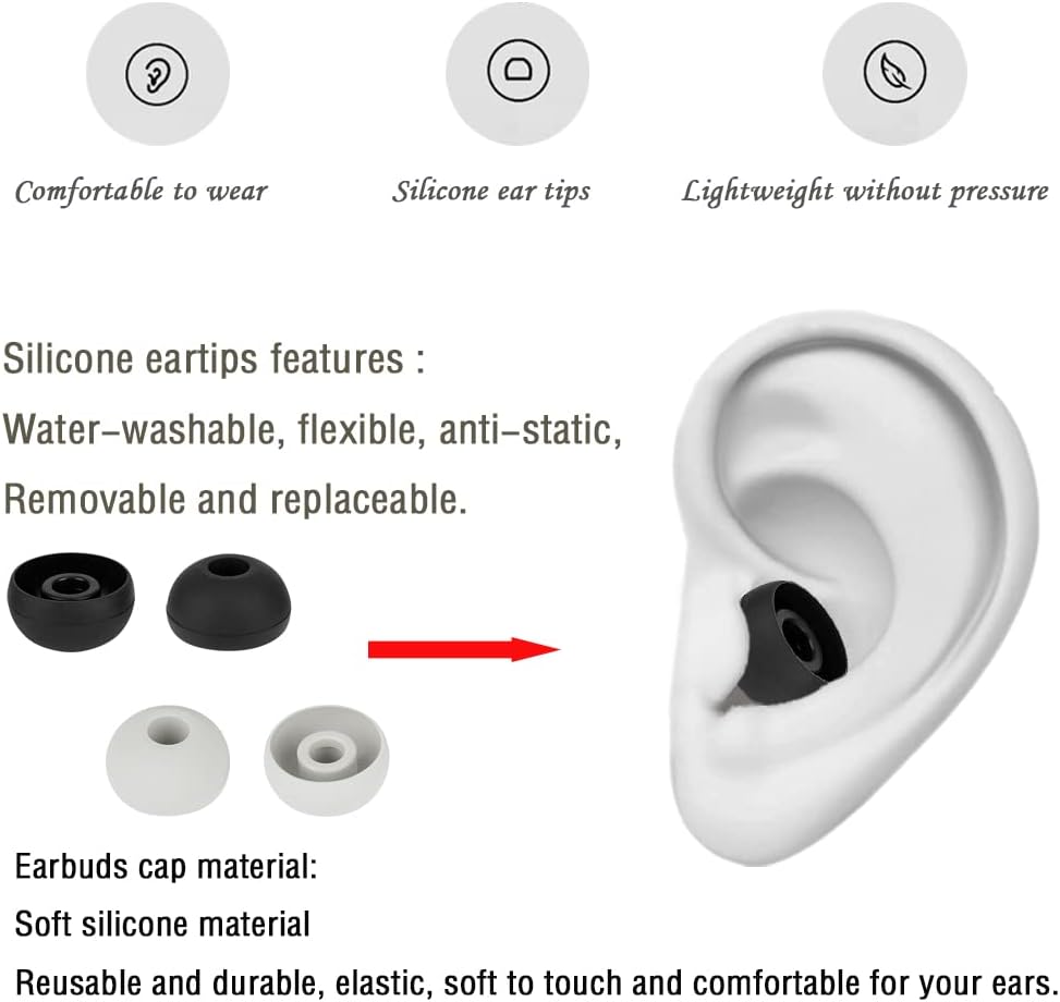 8 Pairs Replacement Earbud Tips Earbud Covers Silicone Tips Compatible with Powerbeats 1/2/3 Wireless Beats by Dre Headphones,Earbud Replacement Tips(Black+Light Gray)