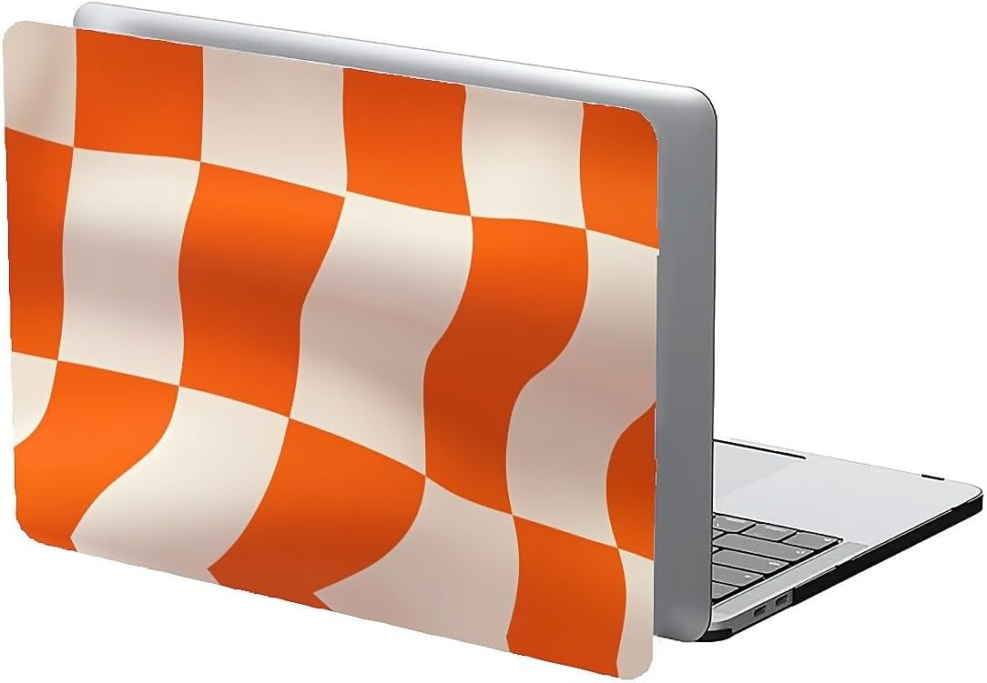Compatible with MacBook Air 13.3 13.6 Inch Case 2022 2021 2020 2019 Plastic Hard Shell Case Cover,13.3 Air (A1932/A2179/A2337), Orange and White Checkered Flag