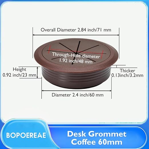 BOPOREAE 2 Pcs Desk Grommet 2-3/8" (60mm), Desk Hole Cover for Cables