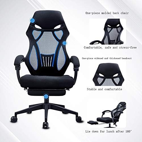 Office Chair Gaming Chair Computer Chair Ergonomic Mesh Office Chair High Back Computer Chair Desk Chair Mesh Chair with Thick Cushion Soft Adjustable (Color : Argento)