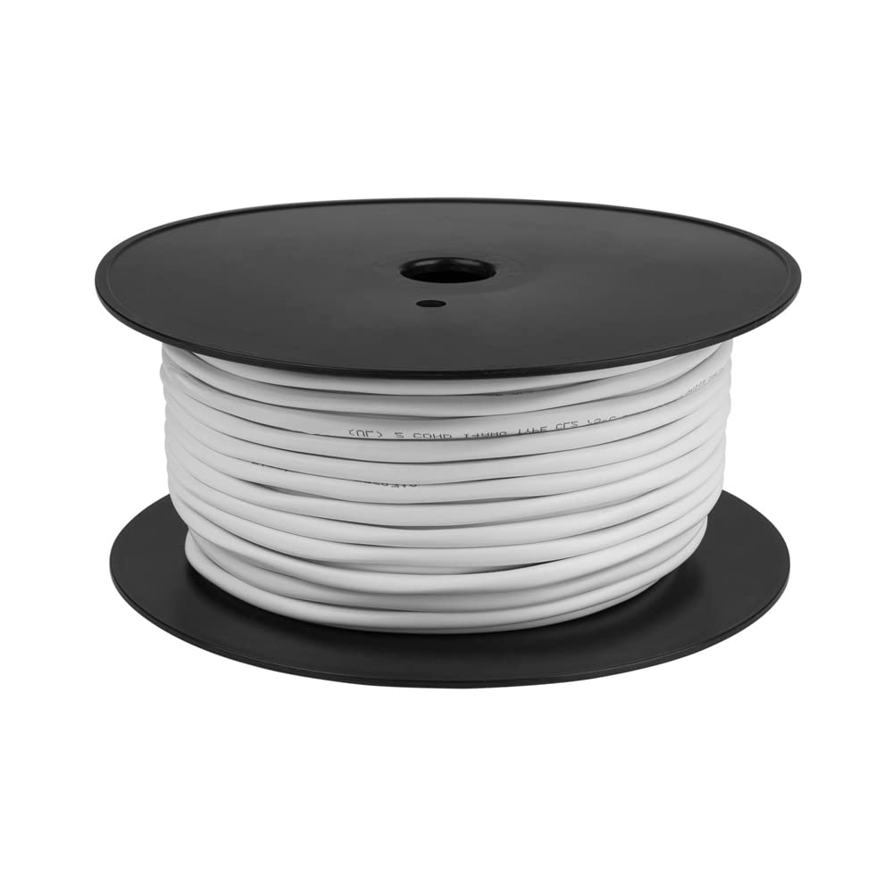 Speaker Wire - 99.9% Oxygen Free Copper – ETL Listed & CL3 Indoor Speaker Cable (14/2 White, 200FT)
