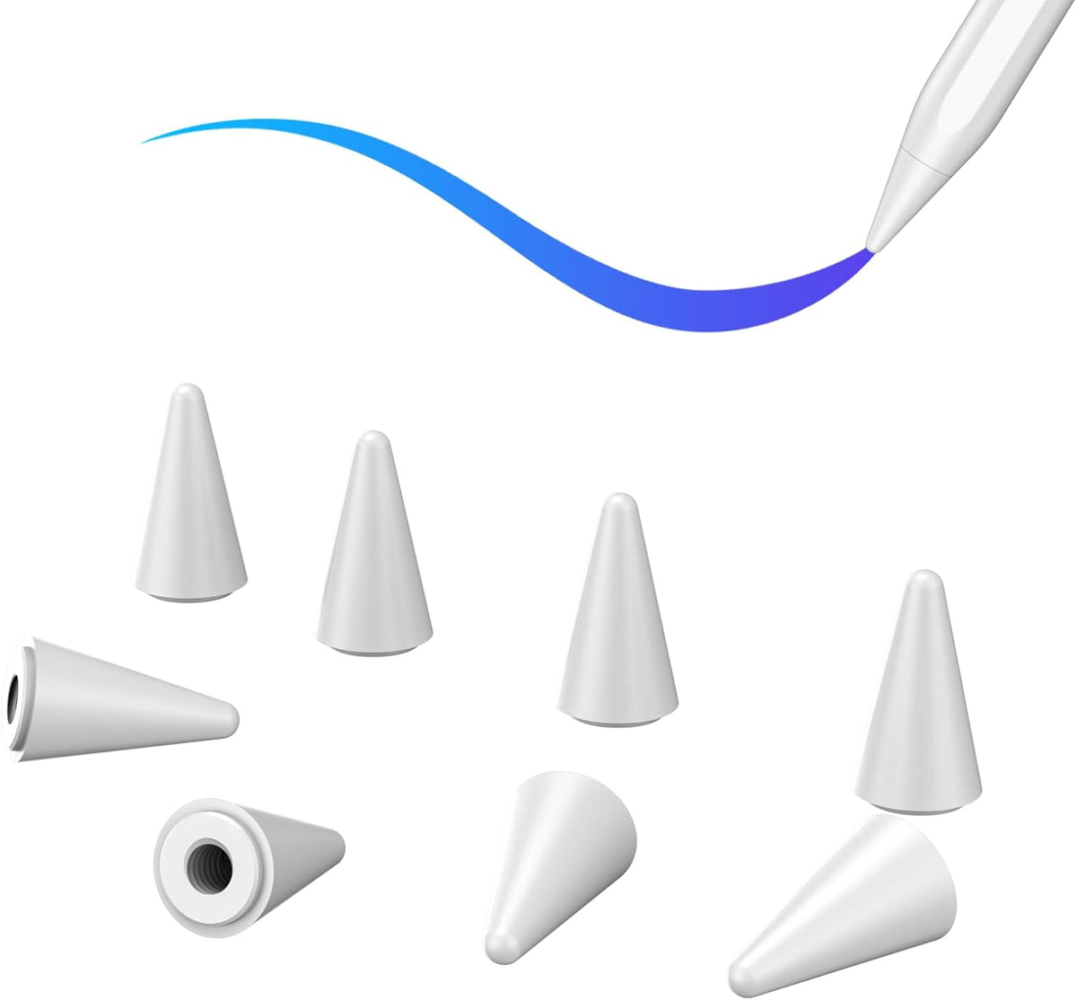 8 Pack Apple Pencil Tips, Replacement Tips Only Compatible with Our KARFUN Pencil, iPencil Nib for iPad Pencil 2018-2023, iPad 10/9/8/7/6 Gen, iPad Pro 11/12.9, iPad Air 5/4/3, iPad Mini 6/5 Gen