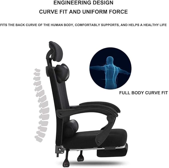 Office Chair Gaming Chair Office Chair with Arms Reclining Leather Computer Chair Swivel Office Chair with Footrest Adjustable Headrest and Lumbar Support (Color : Black Size : L)