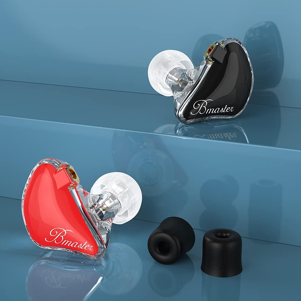 BASN in-Ear Monitors, Bmaster Triple Driver HiFi Stereo Noise-Isolating with Enhanced Bass for Musicians Stage/Audio Recording(PRO Red/Black)