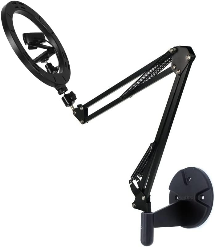 AceTaken 10'' C920s C930 C922x C925e C615 Webcam Ring Light Wall Mount, Streaming Light with Folding Arm Wall Holder
