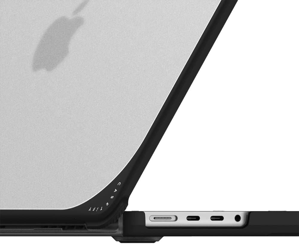 CASETiFY Bounce MacBook Pro 16-inch (M3/M4) Case [Enhanced Protective Corner Design/Ventilation Cutouts/Anti-Slip Grip] - Unicorn Retro Rainbow Swirls - Clear Black