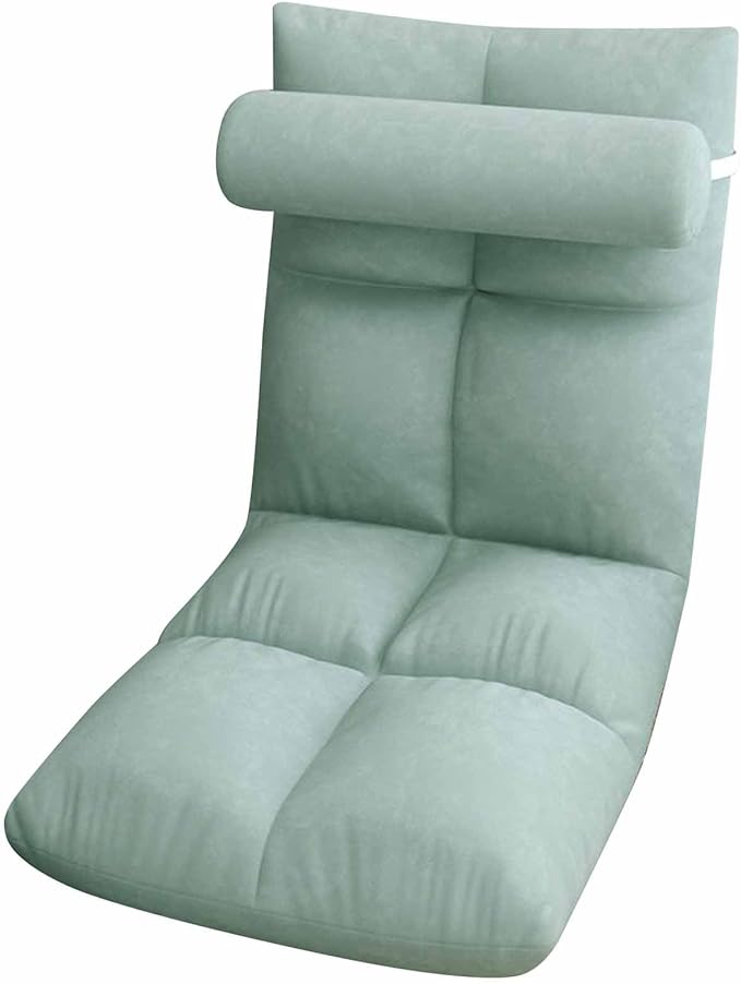 Zerodis Adjustable Backrest Floor Chair Heavy Duty Metal Frame Sofa Chair Soft and Thick Flannel Gaming Chair Suitable for Napping Reading Gaming and Meditation (Peacock Blue)
