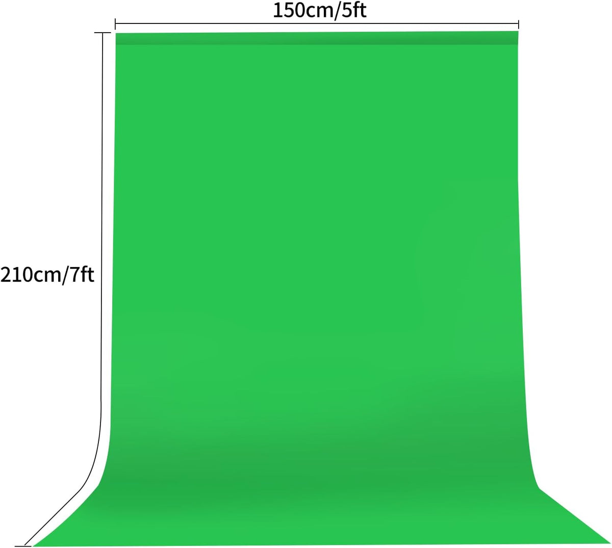 HEMMOTOP 5x7 Green Screen Backdrop, ft Photography Chroma Key Greenscreen Background Sheet for Background Removal, Zoom