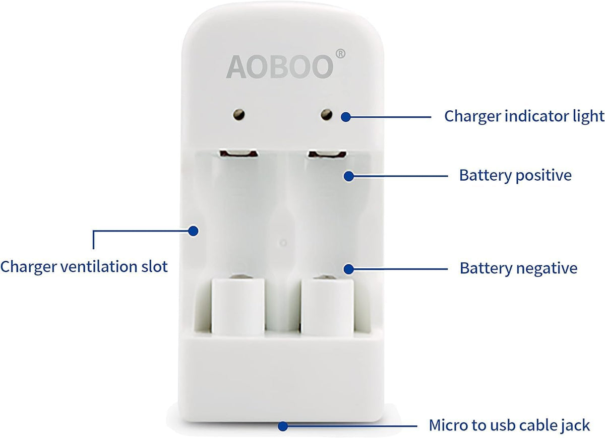 AOBOO CR2 3V 4pcs Set CR-2W/4P CR15H270 Rechargeable Battery + Charger Compatible with Golf Rangefinder Camera