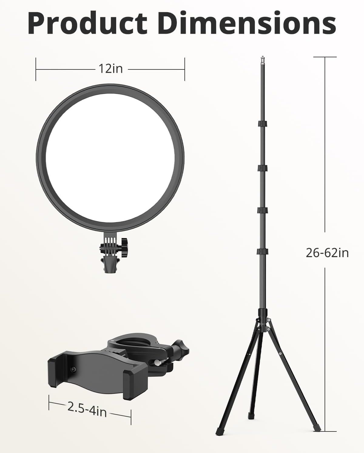 UBeesize 12" Ring Light with 62" Tripod Stand, Professional Big Ring Light with Phone Holder and Remote, Full Screen Lighting for Makeup, Live Stream, YouTube, Video Recording, Photography