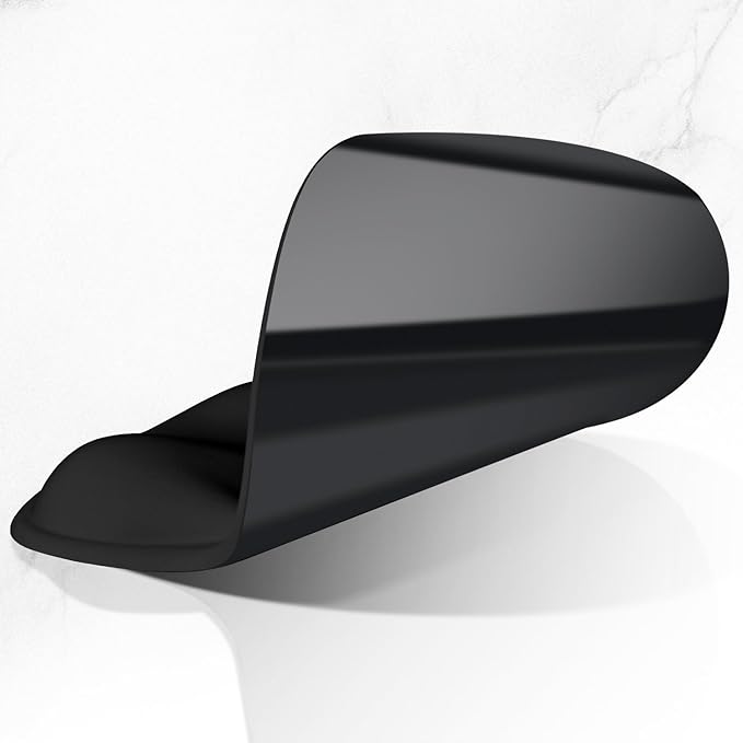 ITNRSIIET Ergonomic Mouse Pad with Wider Memory Foam Wrist Rest +17% - Curved Cushion Reduces Pressure 20%, Pain Relief, Non-Slip, Smooth, Cute Colors, 9.85 x 9 in, Black