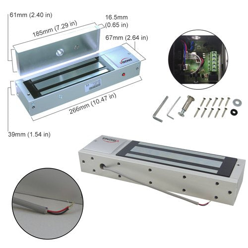 Visionis FPC-5362 Indoor 1200lbs Electromagnetic Lock with Power Supply for Door Access Control