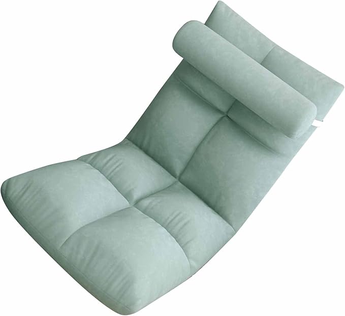 Zerodis Adjustable Backrest Floor Chair Heavy Duty Metal Frame Sofa Chair Soft and Thick Flannel Gaming Chair Suitable for Napping Reading Gaming and Meditation (Peacock Blue)