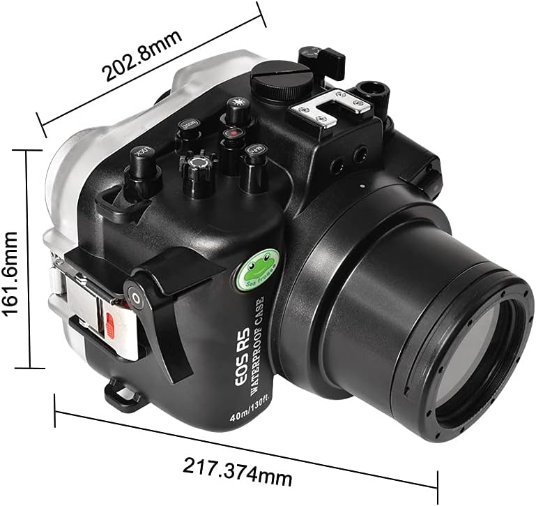 Sea frogs Waterproof Camera Housing Compatible with Canon EOS R5 60MM IPX8 40m/130ft Maximum Diving Depth Underwater Camera Case for Diving, Surfing, Rowing, Skiing