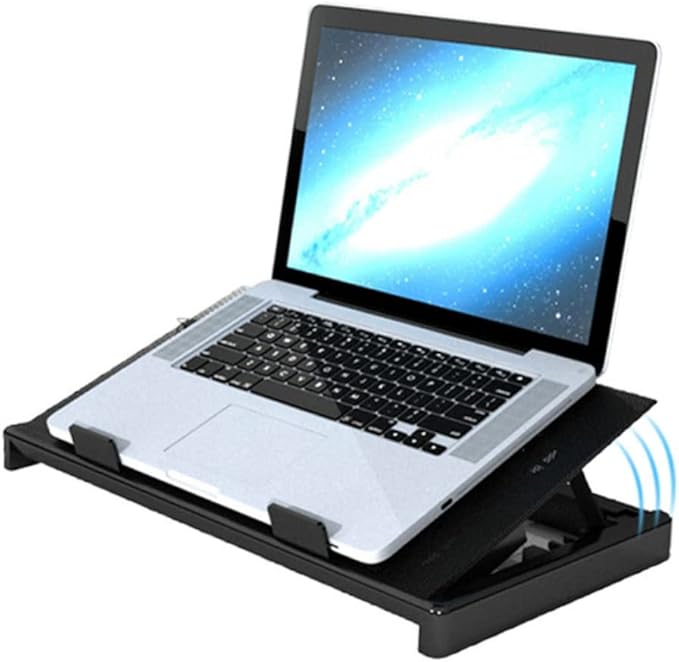 USB Laptop Cooling Pad Fans Multi-Angle Adjustable Stand -Skid Base Design for Optimal Heat Dissipation Quiet Compatible Laptops Black