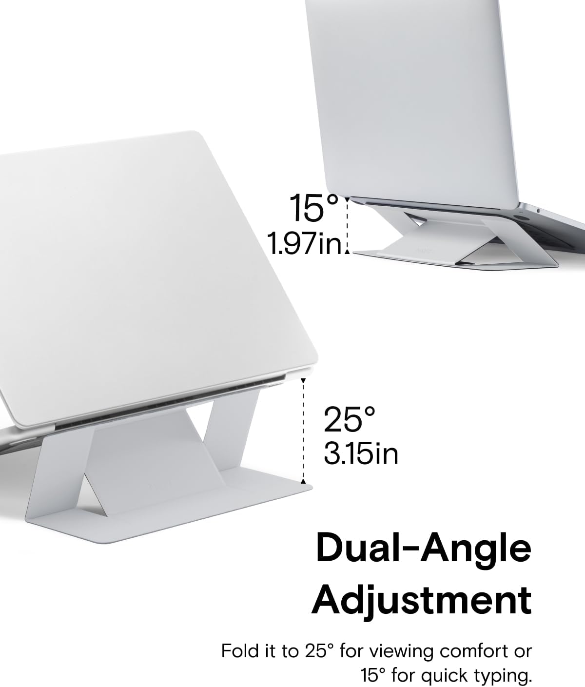MOFT Laptop Stand for Desk, Adhesive MacBook Computer Stand with 2 Adjustable Viewing Angles, Foldable and Portable Laptop Riser Compatible with 11"-16" Laptops, Misty Cove