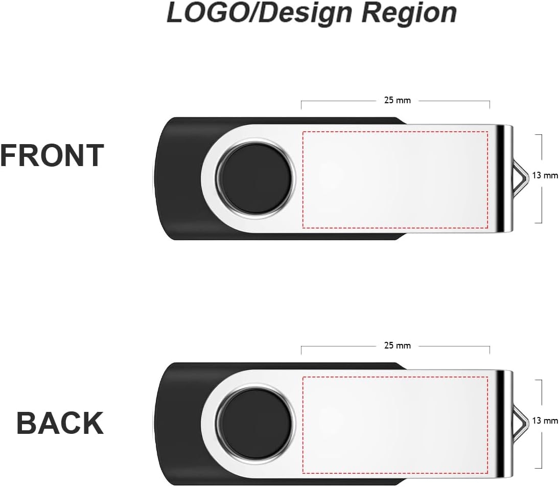 Personalized Flash Drives 128GB, Wooolken Customizable USB 2.0 Thumb Drives 10/20/50/100 Pack, Logo Memory Stick Custom Flash Drive Engraved Logo (Mixcolors)