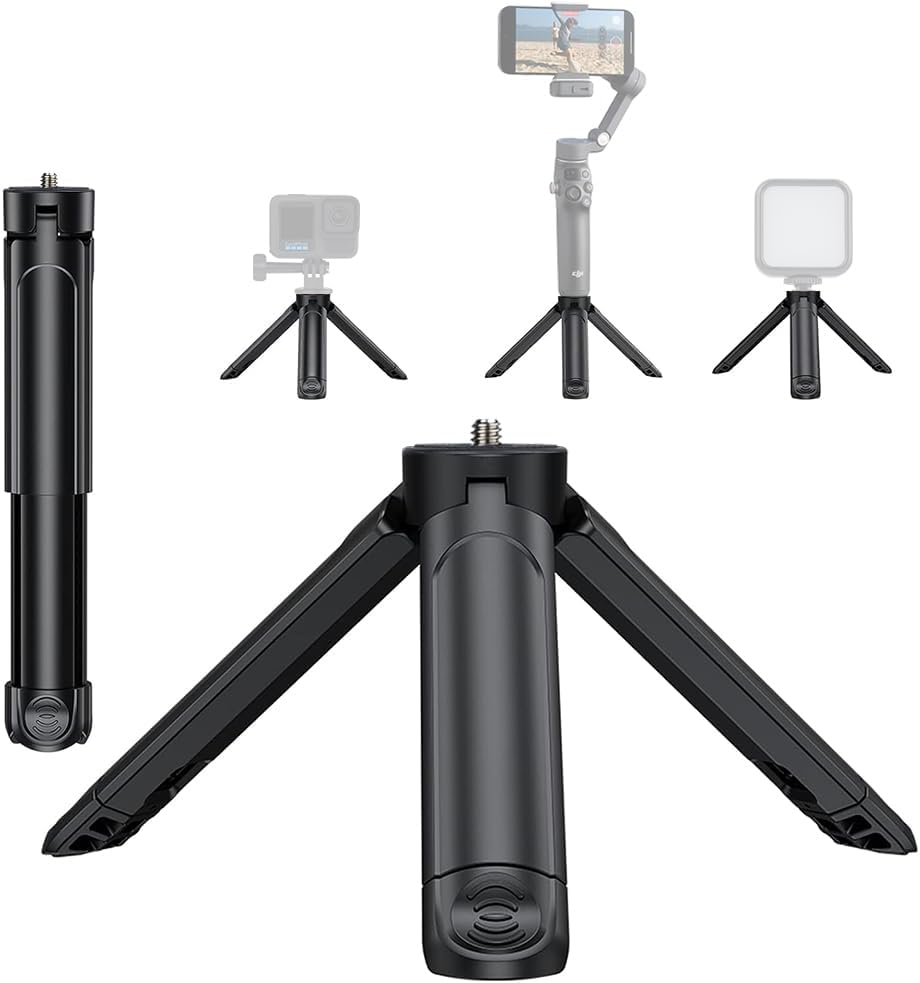 Generic Pocket3/4 2-in-1 1/4 2oz Mini Tripod for DJI Desktop Stand & Grip Handle - Ultra Portable Geared Heads Tripod
