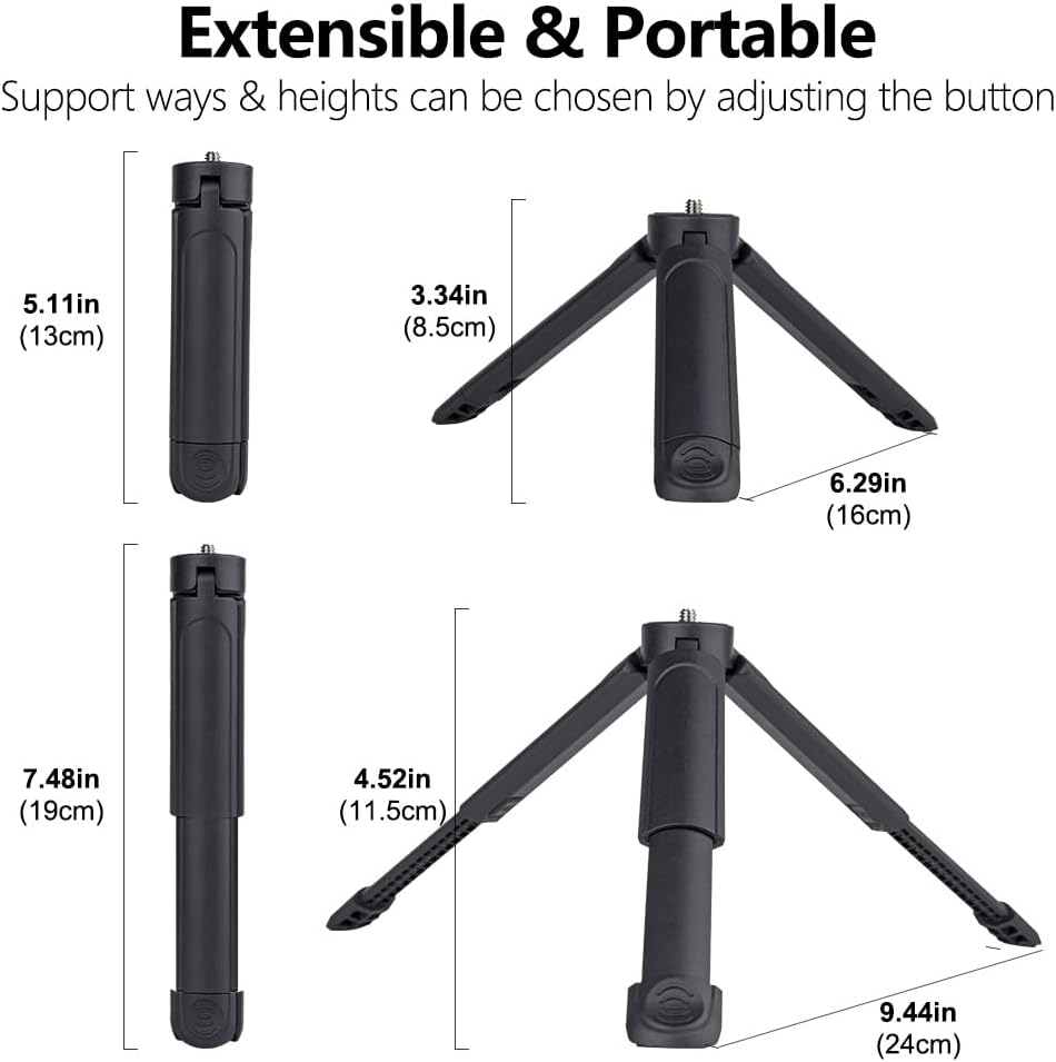 Generic Pocket3/4 2-in-1 1/4 2oz Mini Tripod for DJI Desktop Stand & Grip Handle - Ultra Portable Geared Heads Tripod