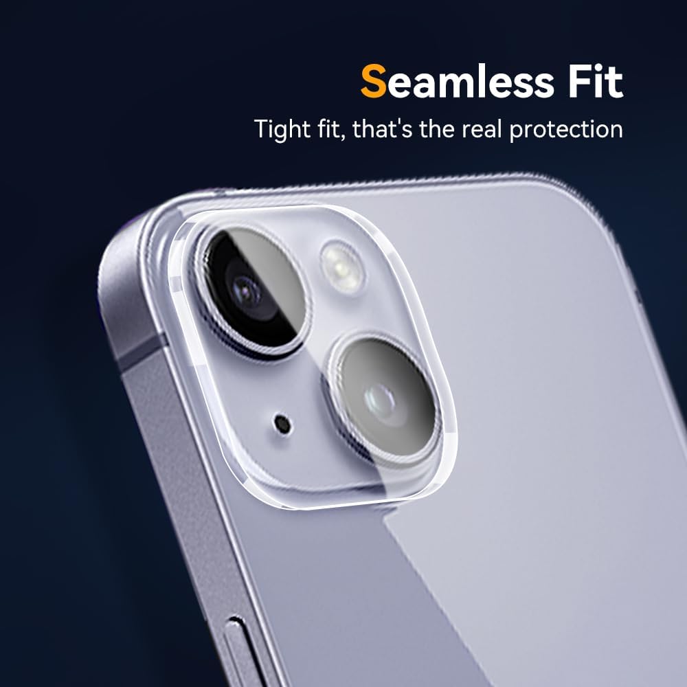 Camera Lens Protector for iPhone 15 / iPhone 14 6.1" ＆ iPhone 15 Plus/iPhone 14 Plus 6.7" ,9H Tempered Glass，Ultra HD, Scratch Resistance Easy to Install，Case Friendly，[Does not Affect Night Shots] 3-Pack