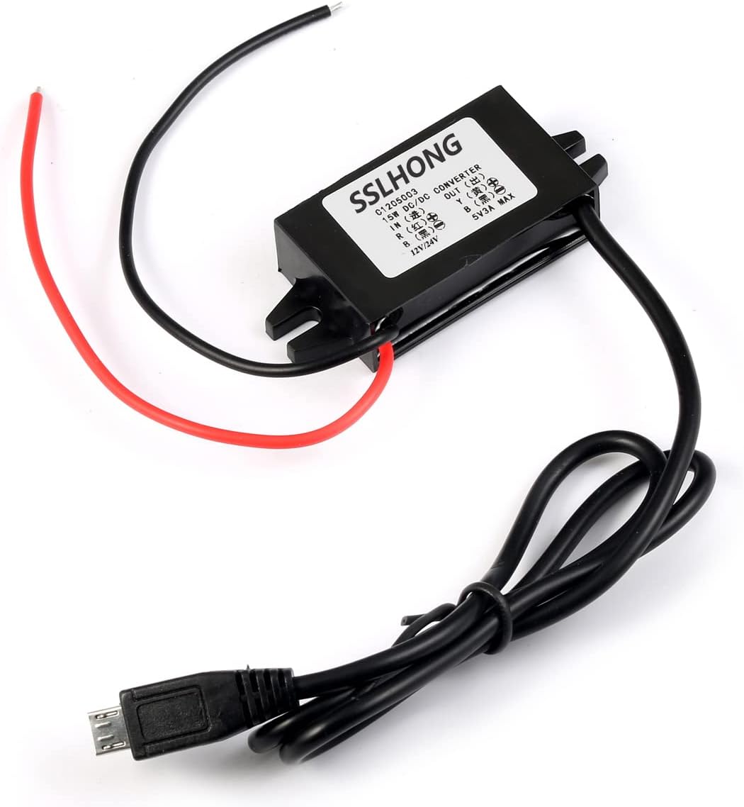 HOMREE 12V/24V 5V DC-DC Converter Step Down Module to Micro USB Output Buck Power Adapter