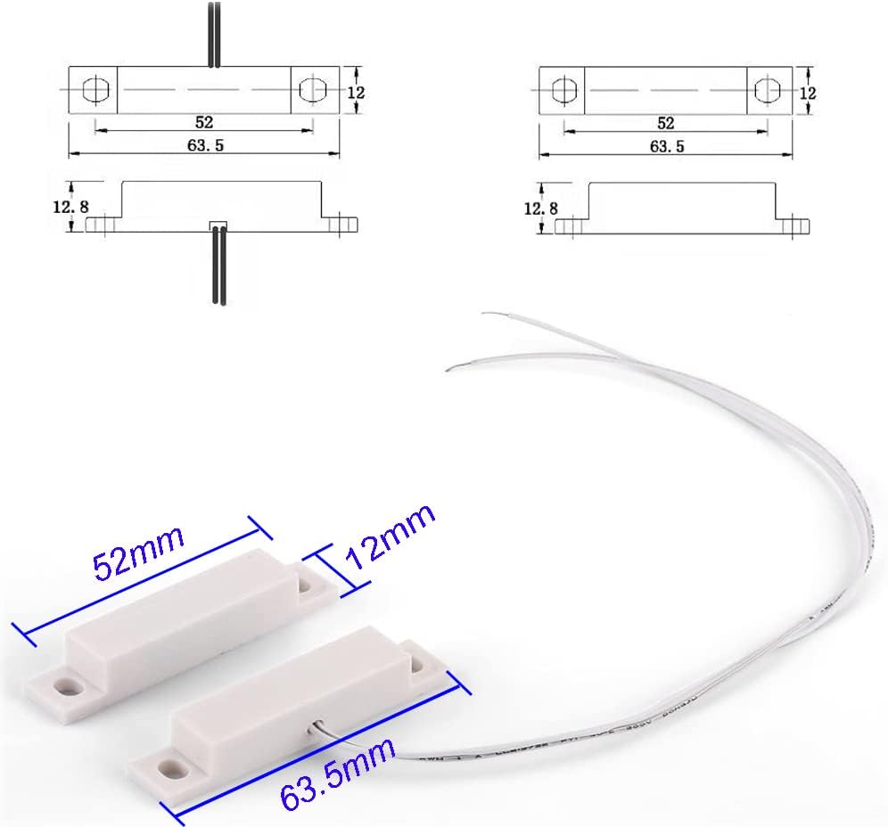 10pcs Max Magnetic Contact Surface Mount Alarm 10W 100V 0.5A for Door Window Security with Lead Wire & 3M Adhesive