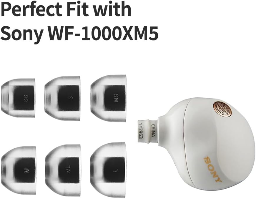AZLA SednaEarfit Crystal Standard 2 - Earbud Tips for Wireless Headphones - Noise Canceling Earbuds Replacement Tips Eartips Compatible with Sony WF-1000XM5, Beats, Sennheiser, Jabra (2 Pair, S)