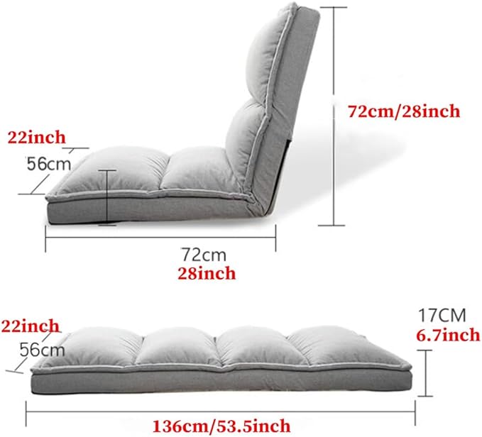 Floor Chair Folding Gaming Chair with Back Support 42 Adjustable Positions Lazy Sofa Lounge for Playing Reading Meditating Room Recliner for Adults Kids(/Orange)