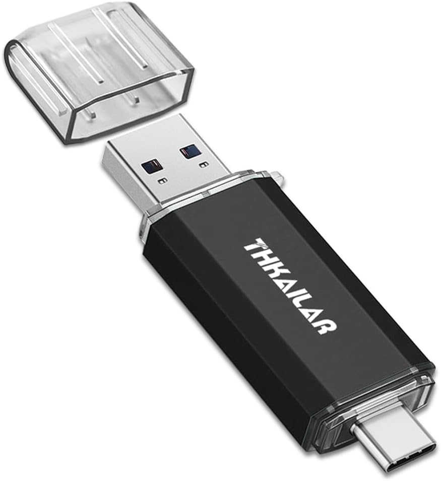 Thkailar USB C Flash Drive 512GB 2 in 1 OTG USB 3.1 Thumb Drive,Memory Stick for Business Traveler Compatible with Android Phone/PC/Mac Pro External Storage Data(Black)