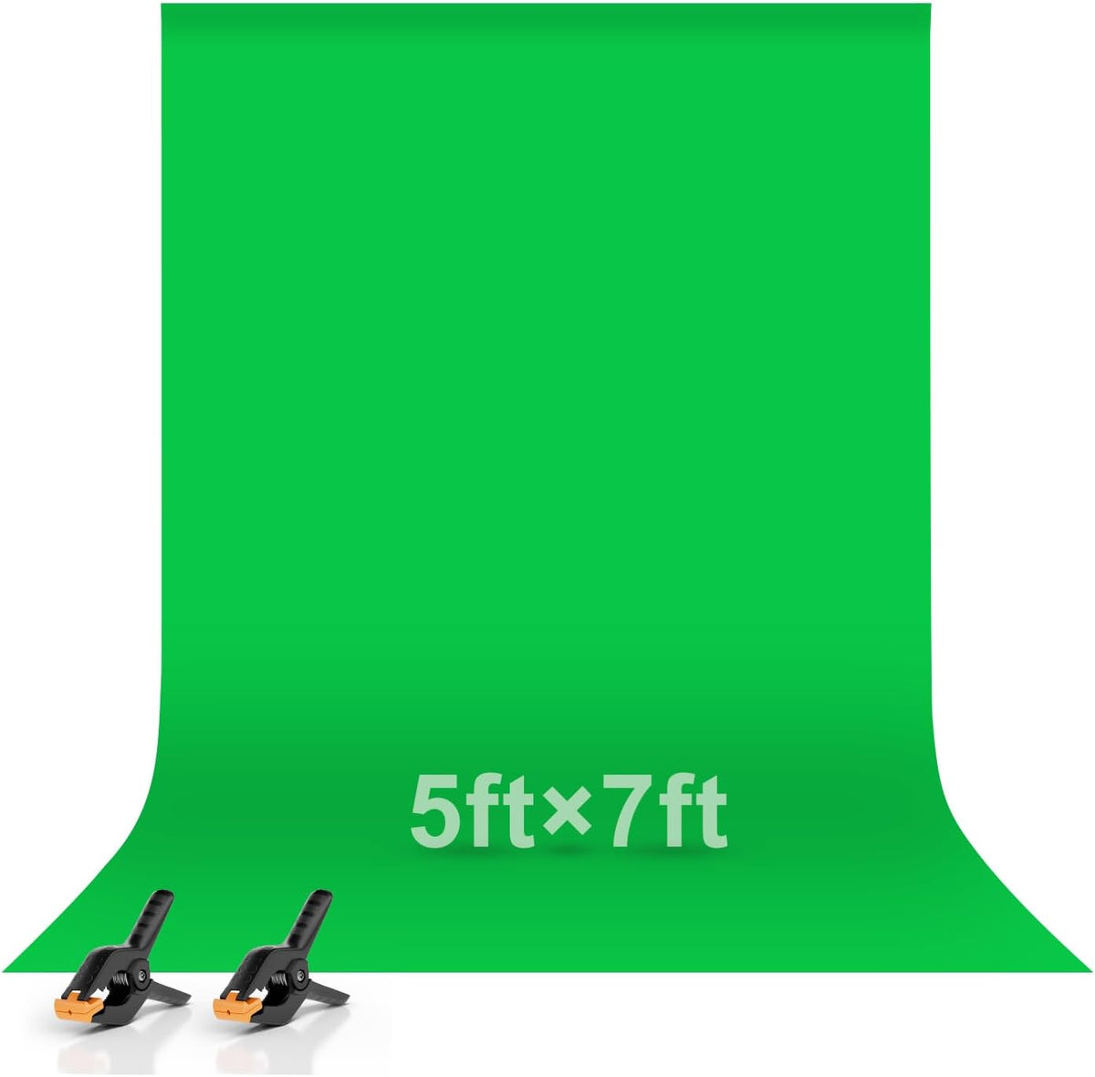 EMART 5x7ft 2 Green Screen Backdrop, Polyester Wrinkle-Resistant Curtain Fabric, Chroma-Key greenscreen Cloth Sheet