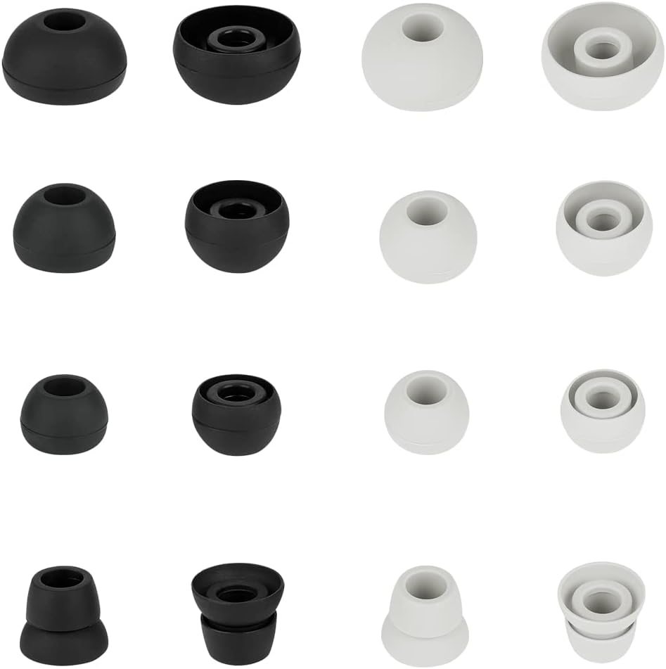 8 Pairs Replacement Earbud Tips Earbud Covers Silicone Tips Compatible with Powerbeats 1/2/3 Wireless Beats by Dre Headphones,Earbud Replacement Tips(Black+Light Gray)