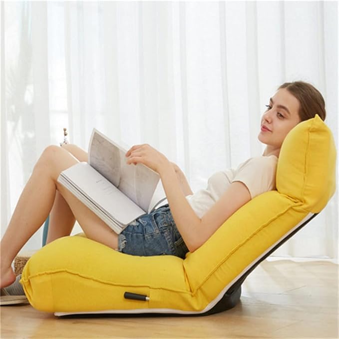 Office Chair Gaming Chair Computer Chair Upholstery Chair Adjustable Floor Chair for Window Lounge Chaise Backrest 14-Position Folding Lazy Recliner