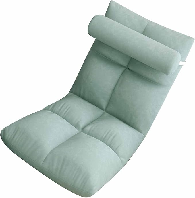 Zerodis Adjustable Backrest Floor Chair Heavy Duty Metal Frame Sofa Chair Soft and Thick Flannel Gaming Chair Suitable for Napping Reading Gaming and Meditation (Peacock Blue)