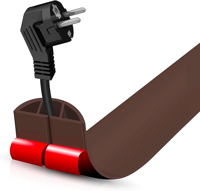 Floor Cord Cover Self Adhesive Cord Hider,3.3FT Cable Management, Extension Strip Protector for Wires, Prevent Cable Trips for Offices, Gyms, Exhibitions Cavity:0.39"(W) x 0.27"(H) Coffee
