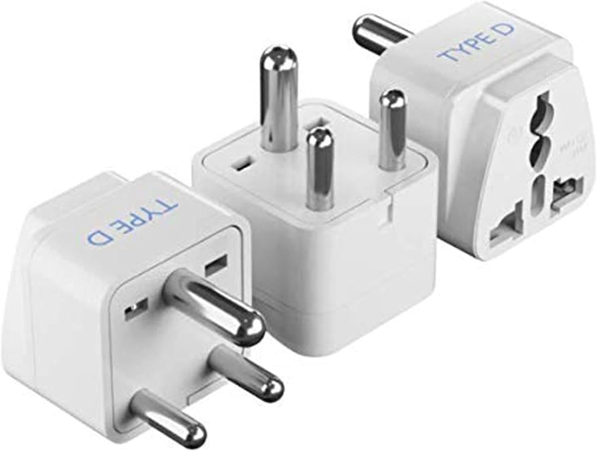 Ceptics India Travel Plug Adapter (Type D) for Pakistan, Nepal, Bangladesh - 3 Pack [Grounded & Universal] (GP-10-3PK)