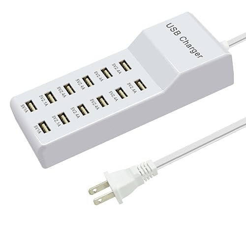 USB Charging Station with 12 Port Power Strip Fast Charging hub for Multiple Devices Compatible with Cell Phones Tablets Laptops (12 USB Ports)