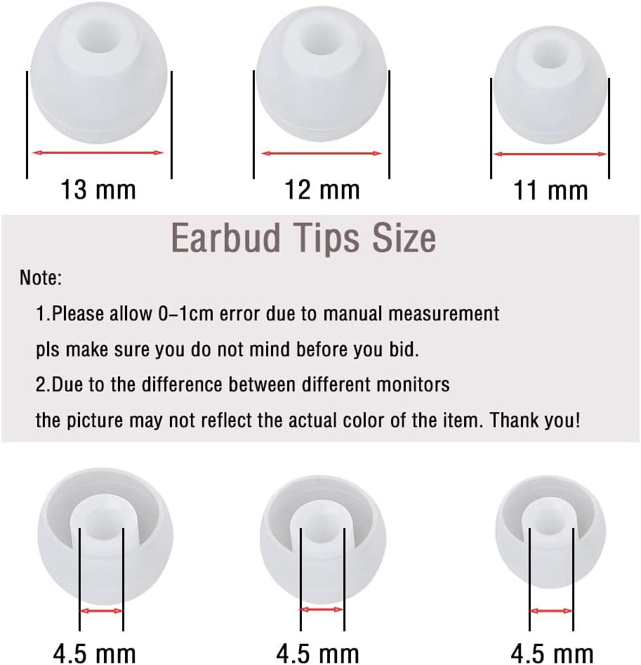 Silicone Ear Tips Replacement Earbud Tips for In-Ear Headphones (Inner Hole 3.8mm-5.5mm) 18 Pairs S M L