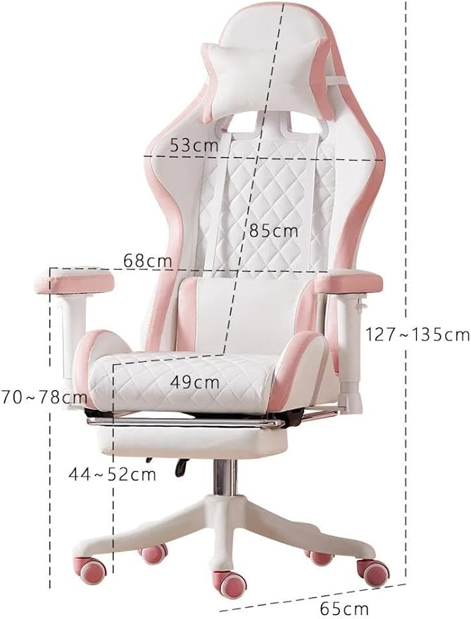 Computer Chair Chairs Pink Gaming Chair Ergonomic Leather Chair Girls Home Office Comfortable Game Swivel Chair Gamer Live Computer Chair(C+There are Pedals)