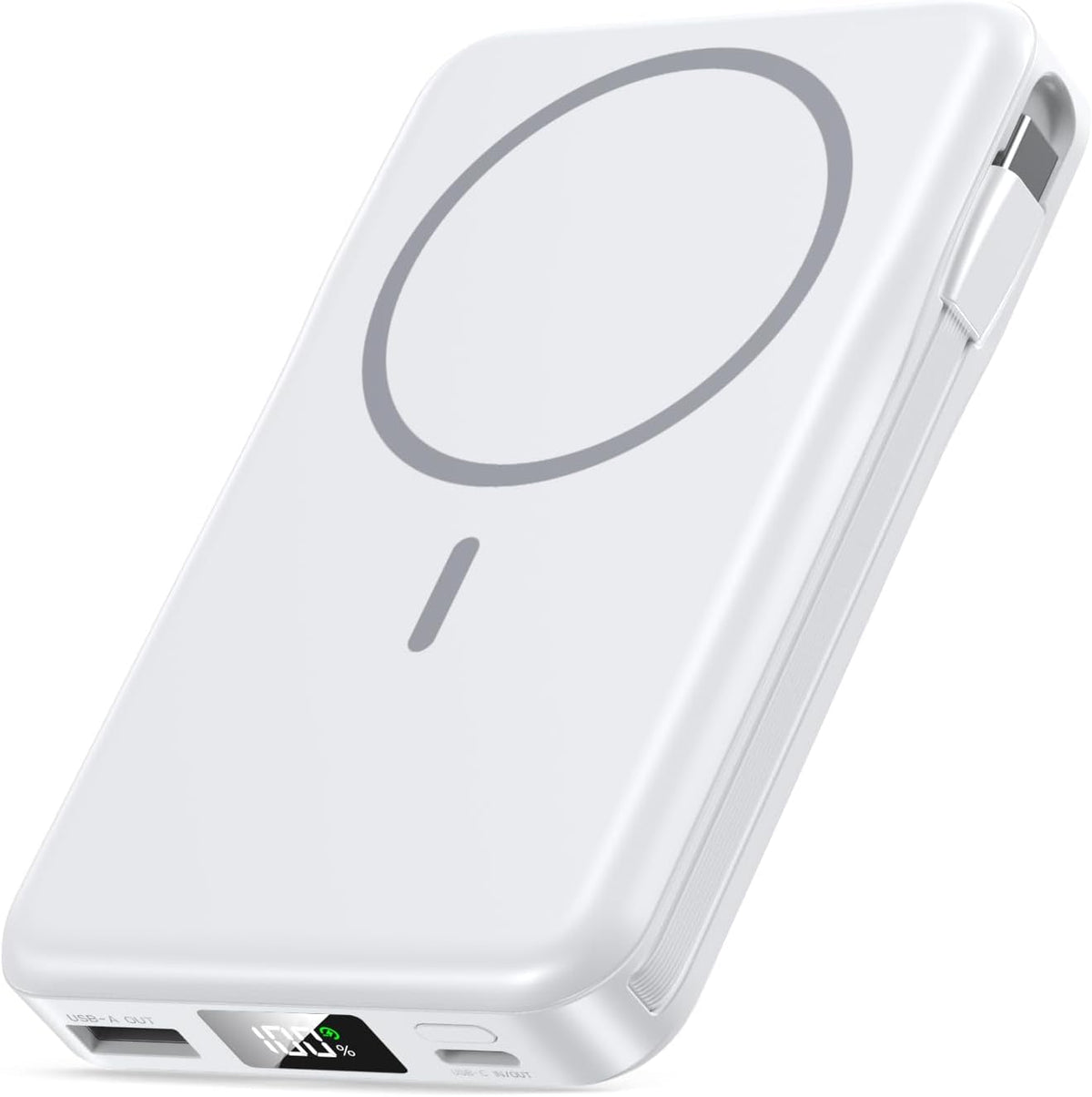 Magnetic Portable Charger, 10000mAh Power Bank, 5 in 1 Portable Charger with Built in Cable, 20W Fast Charging for Magsafe Battery Pack Compatible with iPhone 16/15/14/13 Pro/Pro Max, Samsung Series