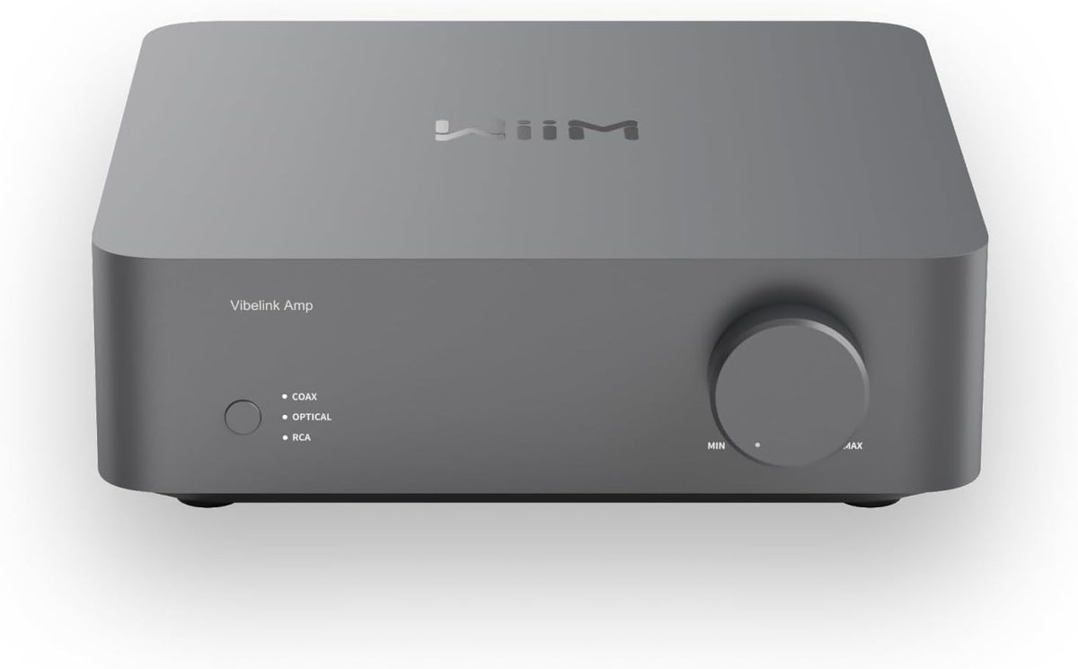 WiiM Vibelink Amp | 100W Power Amplifier with Premium ESS 9039Q2M DAC and TI TPA3255 | Compatible with WiiM Mini, Pro, Pro Plus, and Ultra | RCA, Coax, and Optical Inputs | Space Gray