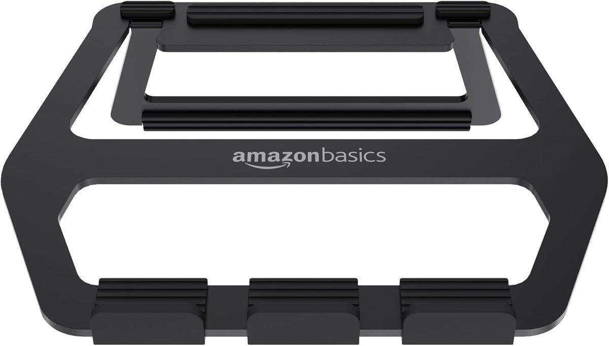 Amazon Basics Aluminum Portable Foldable Laptop Support Stand for Laptops up to 13", Black