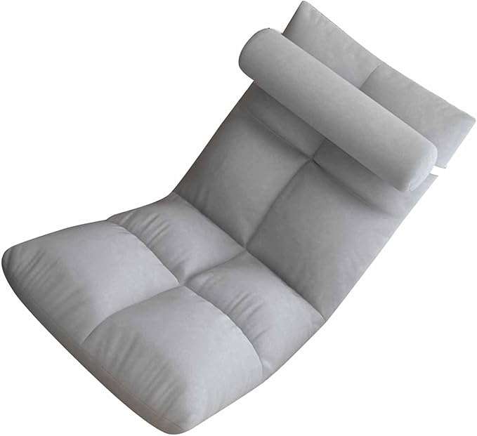 Tyenaza Folding Lazy Sofa Chair Luxuriously Soft Floor Chair with Adjustable Backrest for Living Room Lounge and Gaming(高级灰)