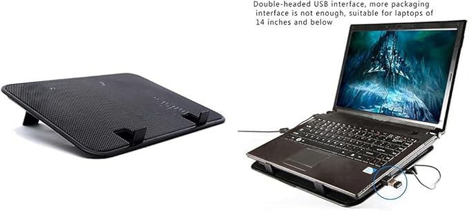 JSEIAJB 14 Inch Notebook Cooler 5v Fan External Laptop Cooling Pad Slim Stand High Speed Silent Metal Panel Fan(D)
