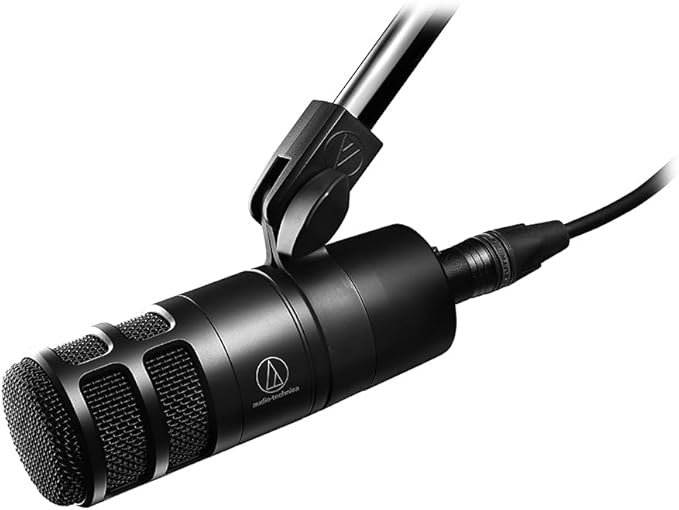 Audio-Technica AT2040 Hypercardioid Dynamic Podcast Microphone Bundle with Pop Filter + XLR Cable + Microphone Desktop Stand + Microfiber Cleaning Cloth (5 Items)