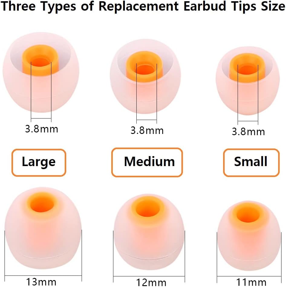 Earbud Tips Earbud Replacement Pieces Silicone Soft and Comfortable Compatible with Senso, Tozo, Sony & Other Inner Hole 3.8mm -5.1mm Earbud in-Ear Headphones 9 Pairs S/M/L