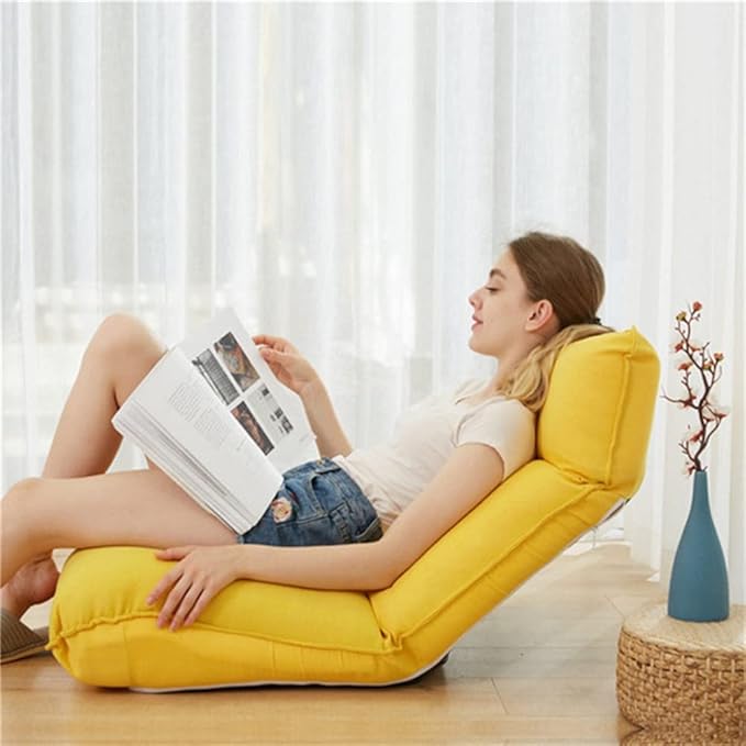 Office Chair Gaming Chair Computer Chair Upholstery Chair Adjustable Floor Chair for Window Lounge Chaise Backrest 14-Position Folding Lazy Recliner