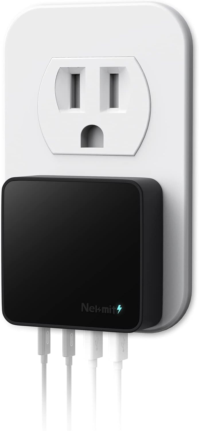 Nekmit USB C Charger, Fast Thin Flat 52W 4-Port Wall Charger with Two 20W Power Delivery and 2 USB Port for iPhone 14/14 Pro/14 Pro Max, Galaxy, Pixel, iPad Pro, AirPods Pro and More, Upgraded