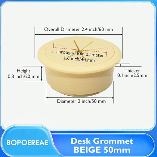BOPOREAE 4 Pcs Desk Grommet 2" (50mm), Desk Hole Cover for Cables
